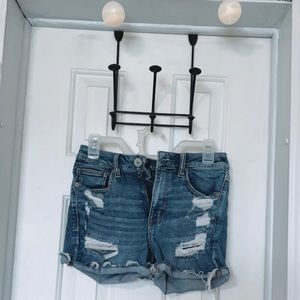 American eagle dark blue wash skinny jean shorts